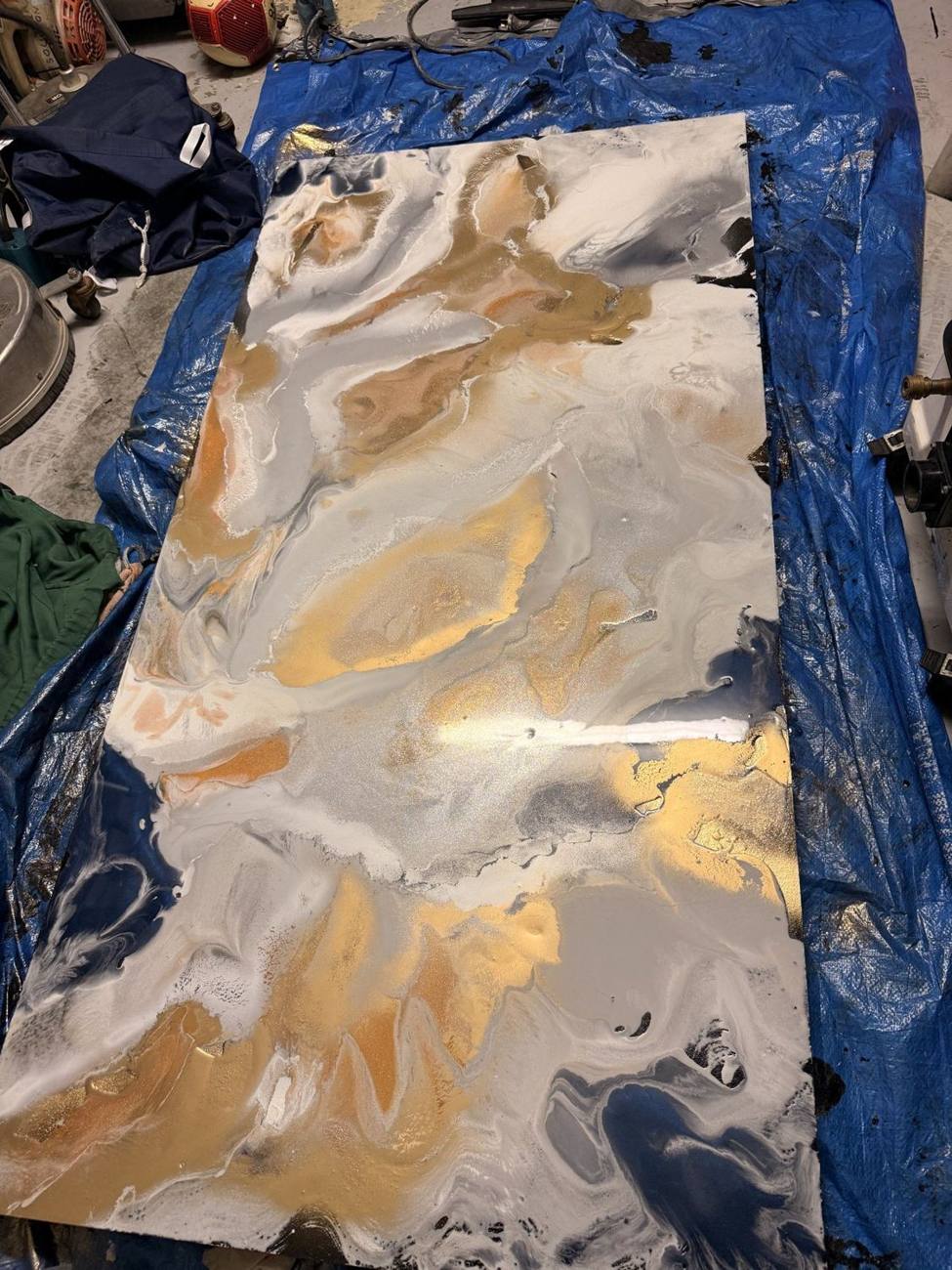 Gold and marble metallic panel