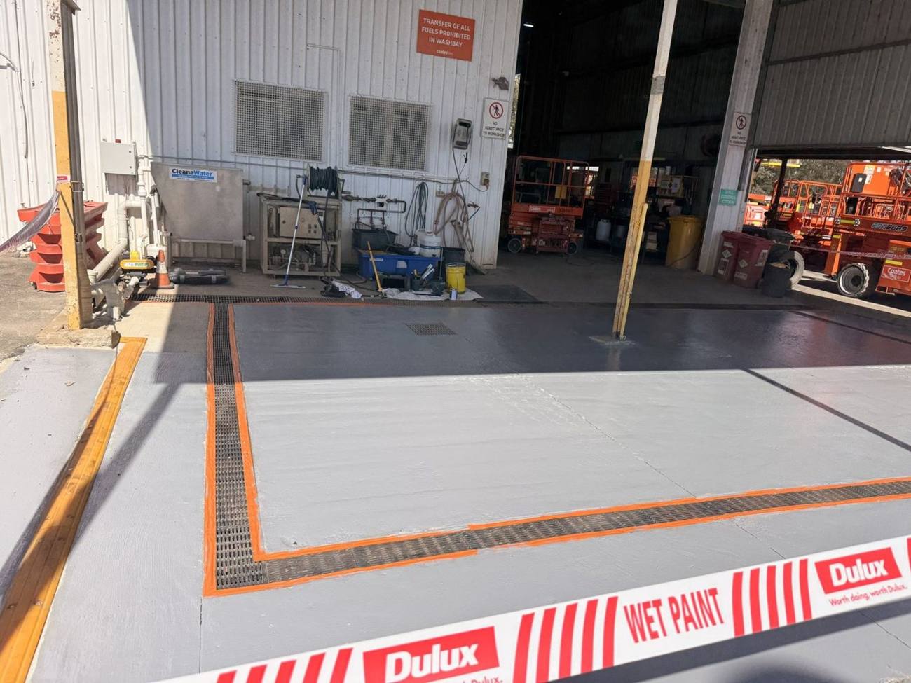 Line-marked industrial floor